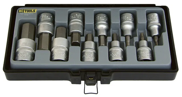 1/2" Drive Socket Set, In-Hex, Metric 10 Piece KC Tools