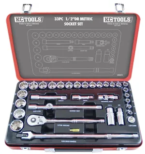 1/2" Drive Socket Set, Metric 33 Piece KC Tools