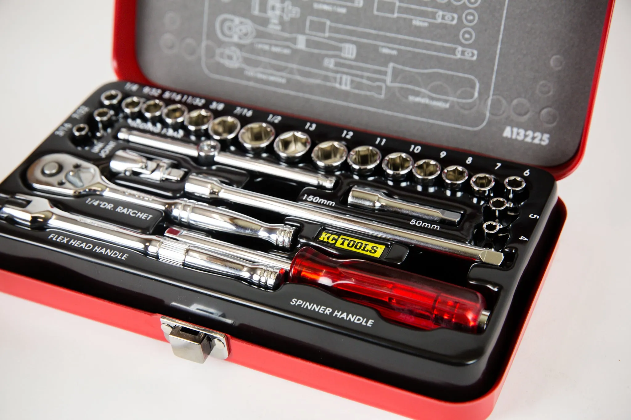 1/4" Drive Socket Set, Combination, Metric & AF, 26Piece KC Tools