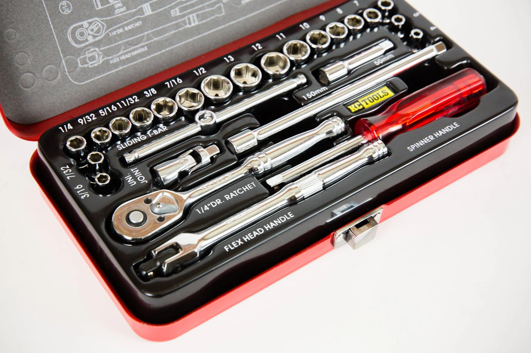 1/4" Drive Socket Set, Combination, Metric & AF, 26Piece KC Tools