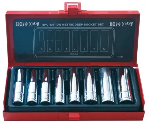 1/4" Drive Socket Set, Metric Deep 8 Piece KC Tools
