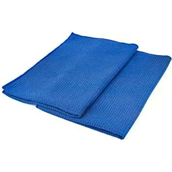 The Rag Company Waffle-Weave Royal Blue Microfiber Towel 16" x 24" 2 Pack